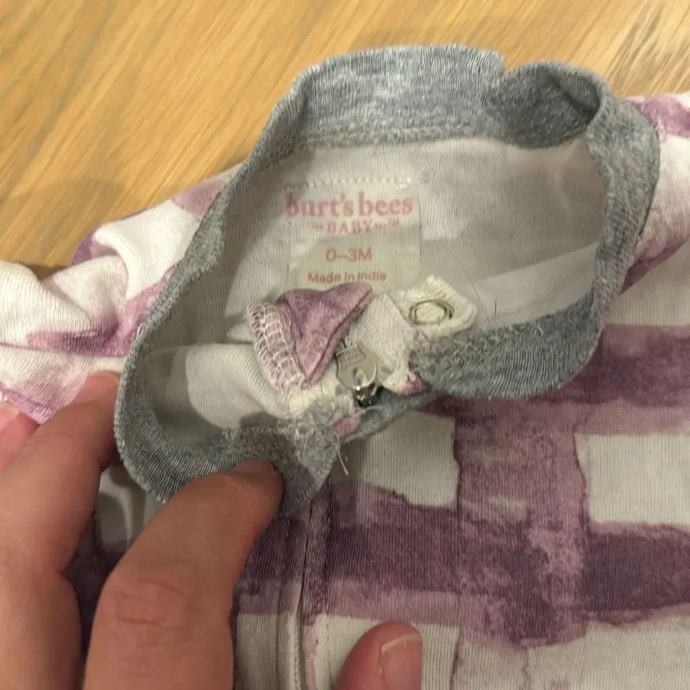 Burt's Bees purple and Gray Footies 0-3M